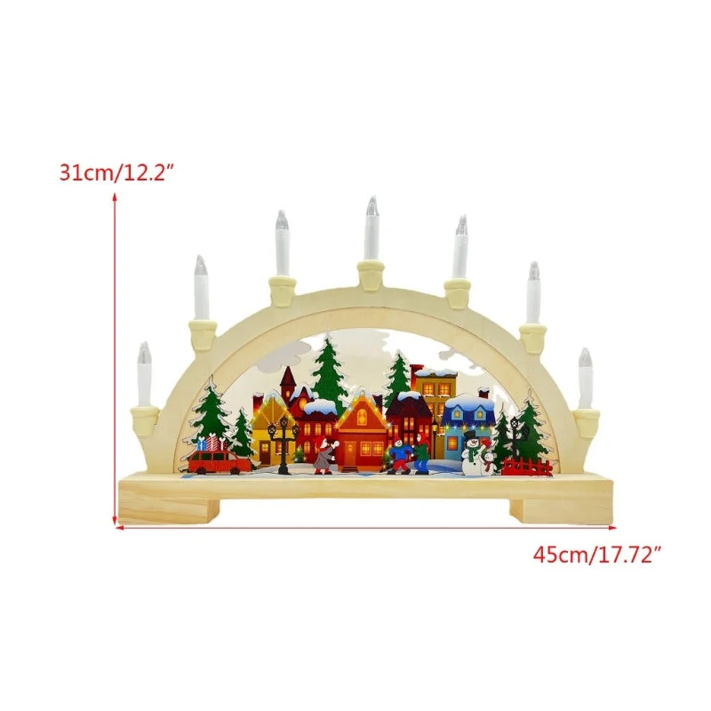 Wooden Christmas LED Bridge Lamp Decorations - Image 3