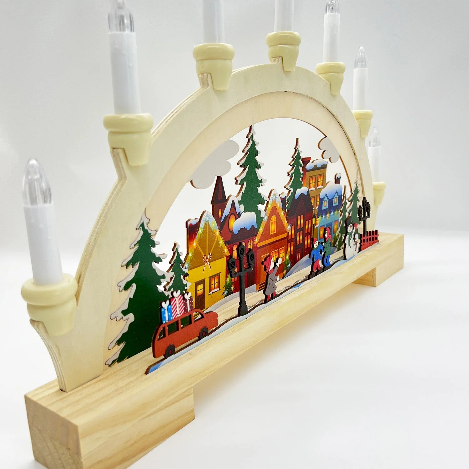 Wooden Christmas LED Bridge Lamp Decorations - Image 4
