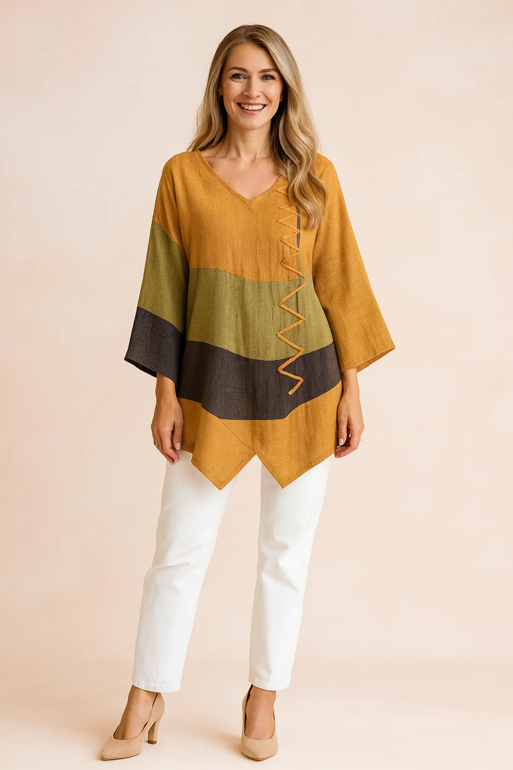Ysabel | Asymmetric tunic with decorative side detail - Image 2