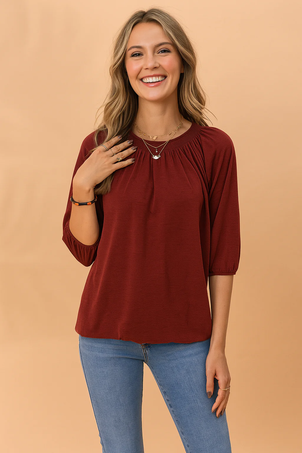 Zoe | Stylish blouse with gathered neckline - Image 2