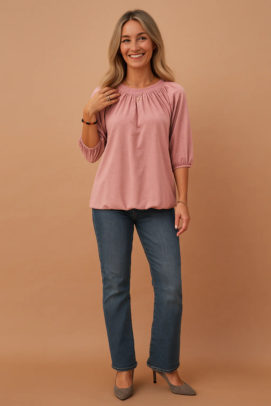Zoe | Stylish blouse with gathered neckline - Image 5